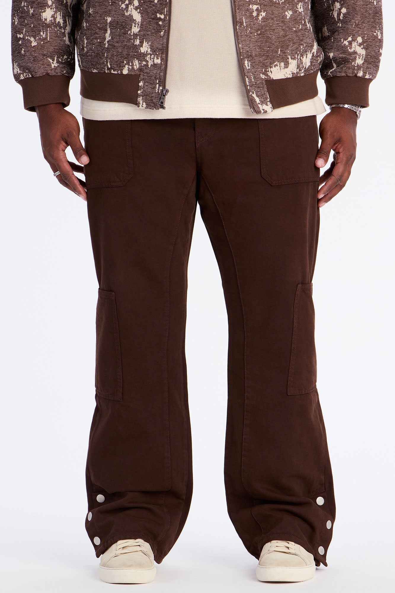 Stacked Slim Flare Peak Snap Jean - Brown