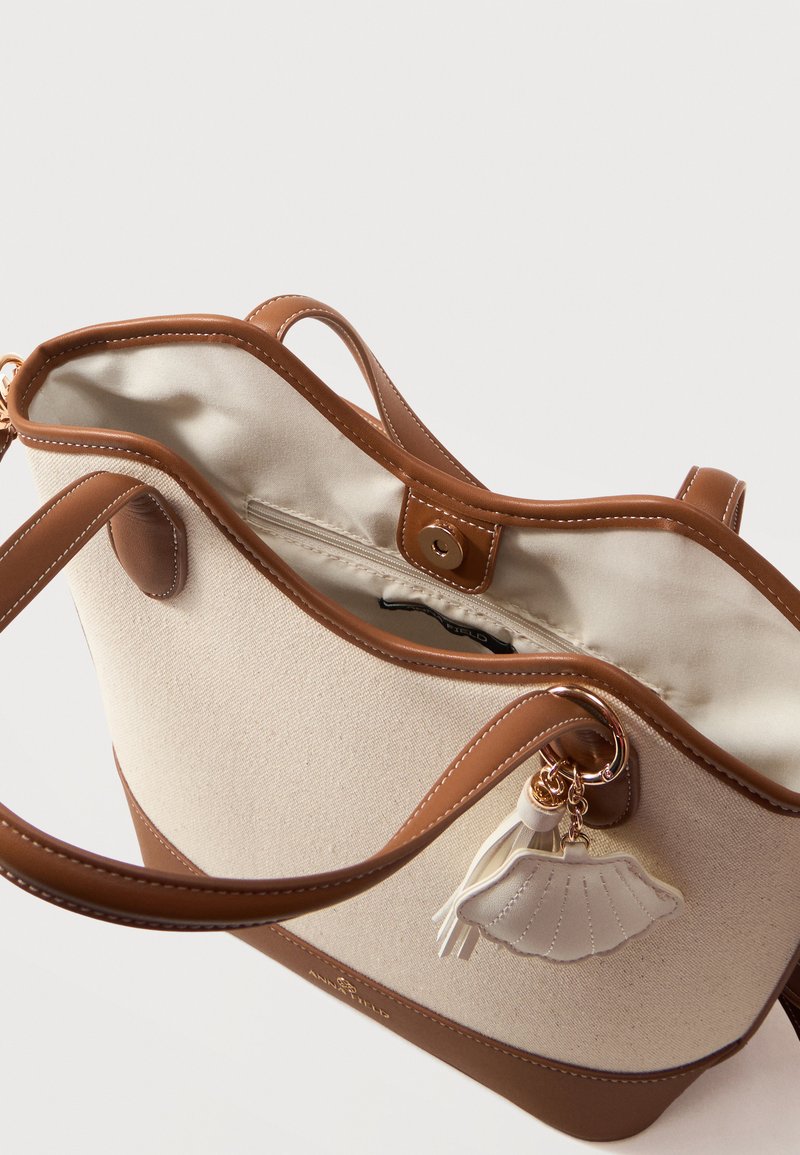 Handbag - cognac/beige