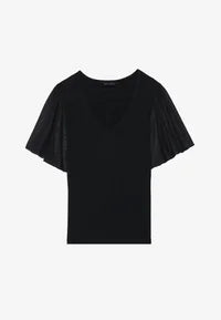 Anna Field TOP WITH CHIFFON SLEEVES - Print T-shirt - black