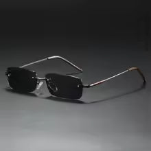Fashion Small Sun Glasses for Men Retro Rectangular Sunglasses Rimless Brand Designer