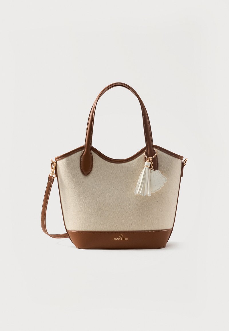 Handbag - cognac/beige