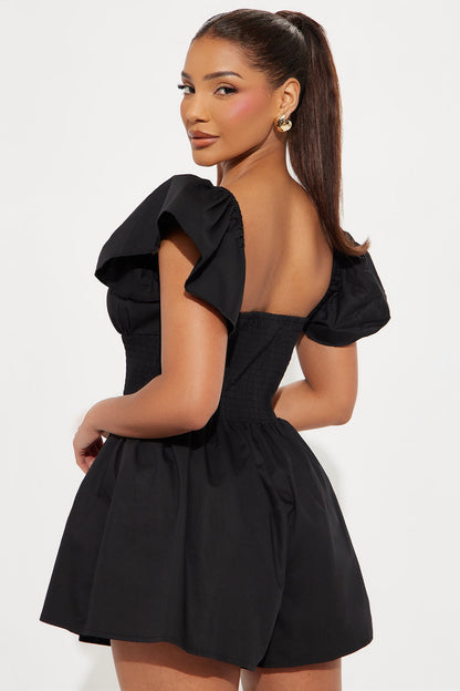 Marcia Poplin Romper - Black