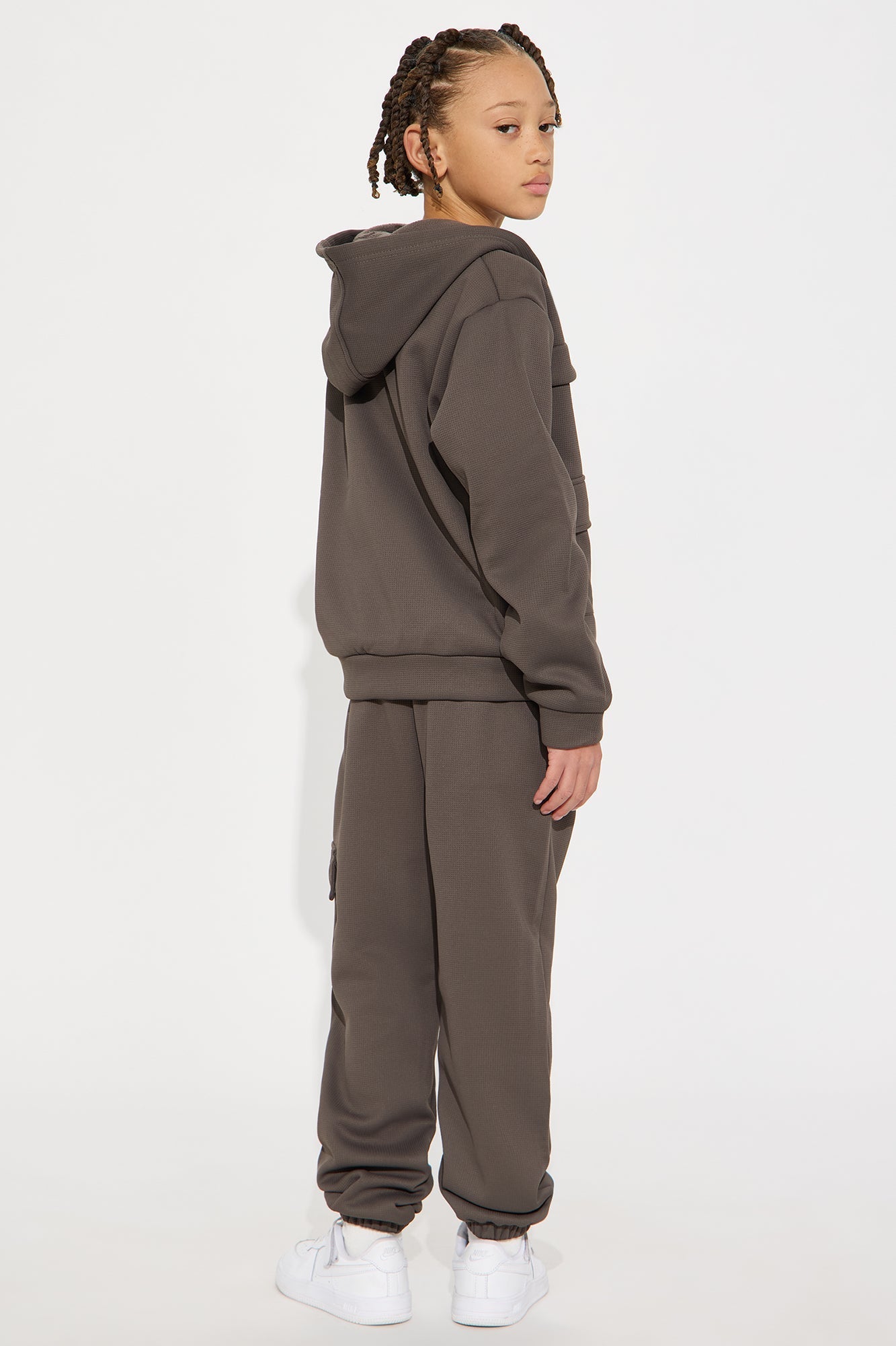 Mini Aiden 2 Piece Cargo Hoodie And Jogger Set - Dark Grey