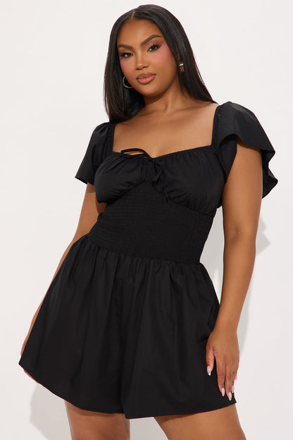 Marcia Poplin Romper - Black