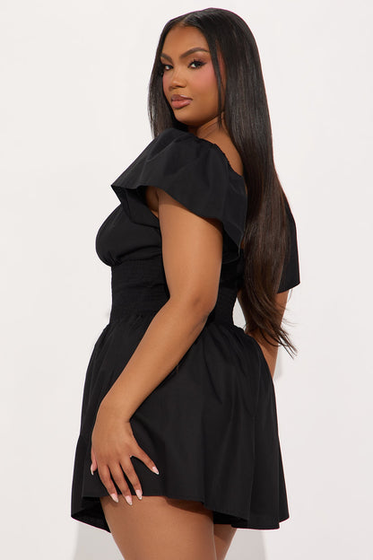 Marcia Poplin Romper - Black