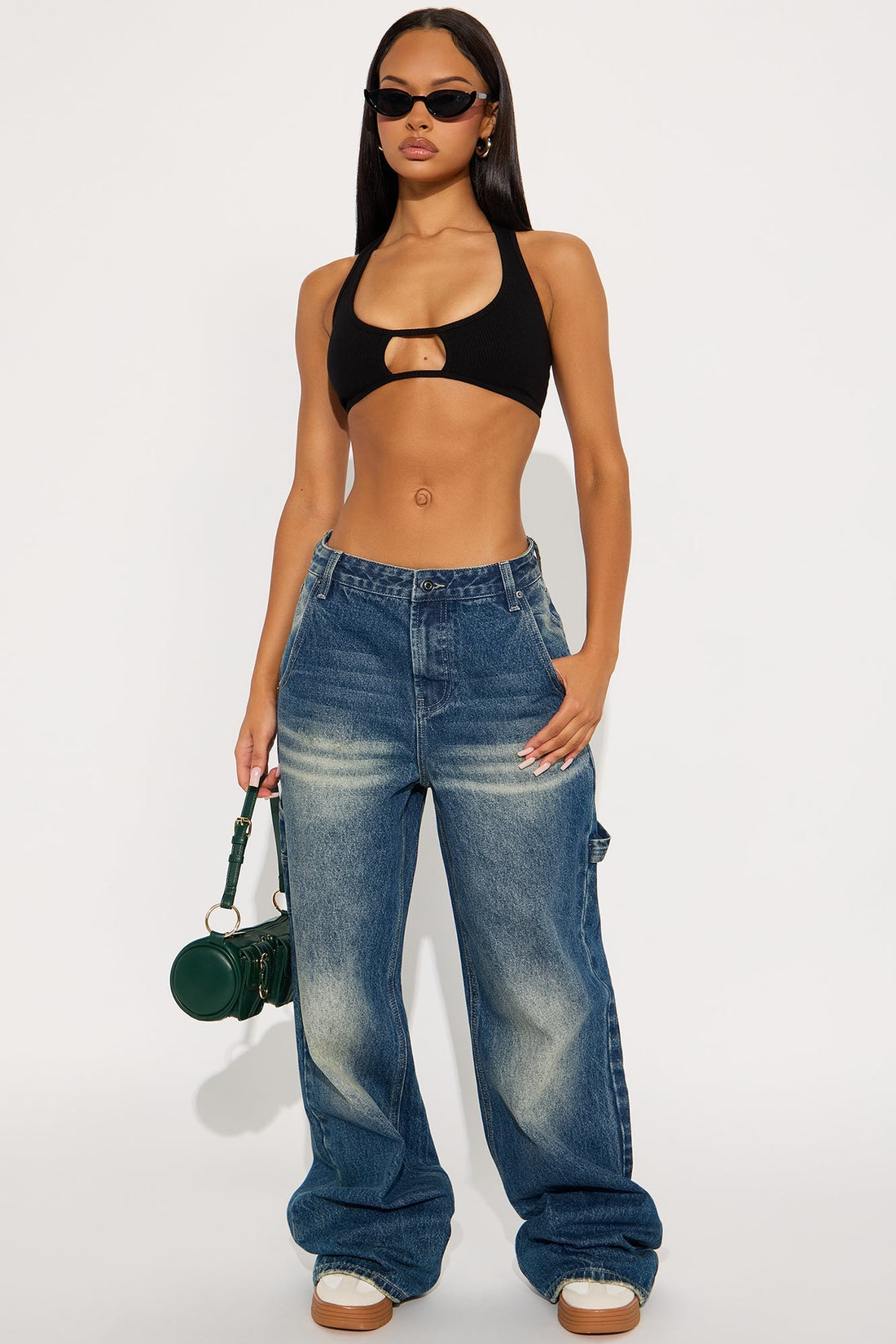 Make It Or Break It Baggy Wide Leg Jeans - Dark Wash