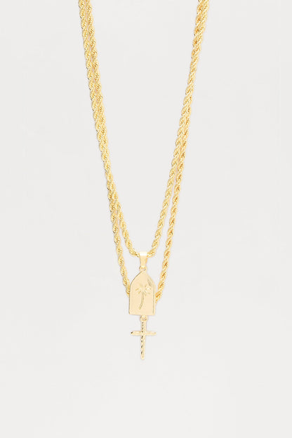 Sunset Two Piece Necklace Set - Gold