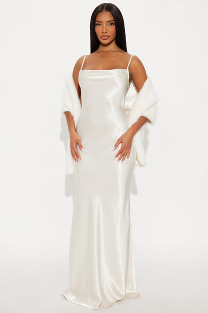 Riley Satin Gown And Wrap Set - Cream