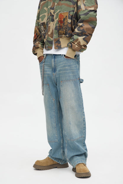 Baggy Double Knee Jean - Medium Blue Wash