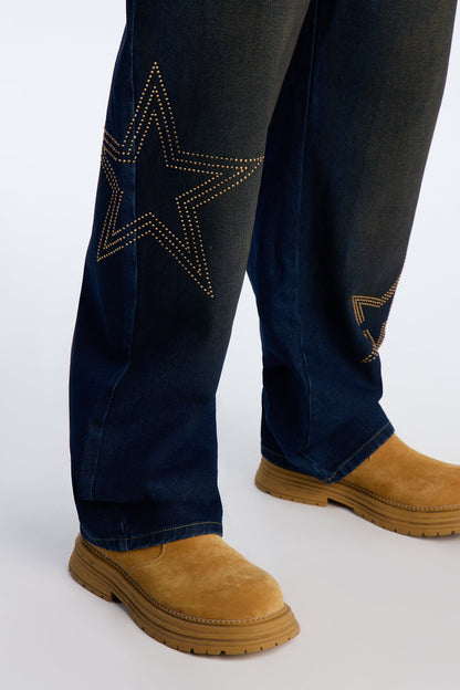 Barrel Star Dust Jeweled Jean - Dark Wash