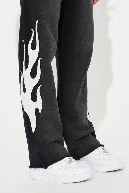 Mini Flame Time Tyson Straight Sweatpants - Black