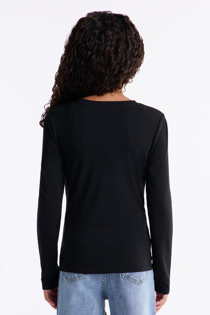 Mini Julia Long Sleeve Top - Black