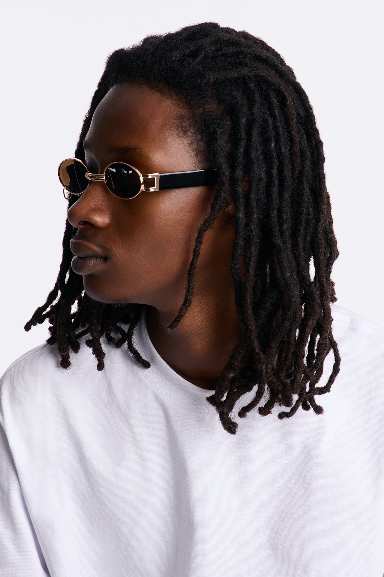 Round Metal Grommet Colored Lenses Sunglasses - Black/Brown