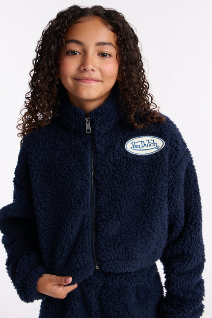 Mini Von Dutch Spread Your Wings Sherpa Jacket - Navy