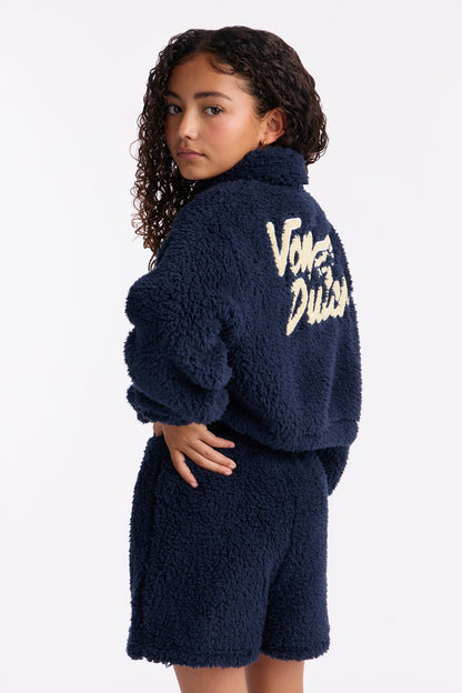 Mini Von Dutch Spread Your Wings Sherpa Jacket - Navy