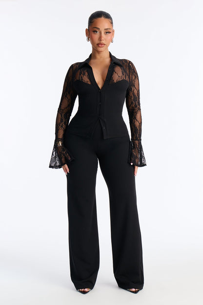 Deliah Lace Pant Set - Black