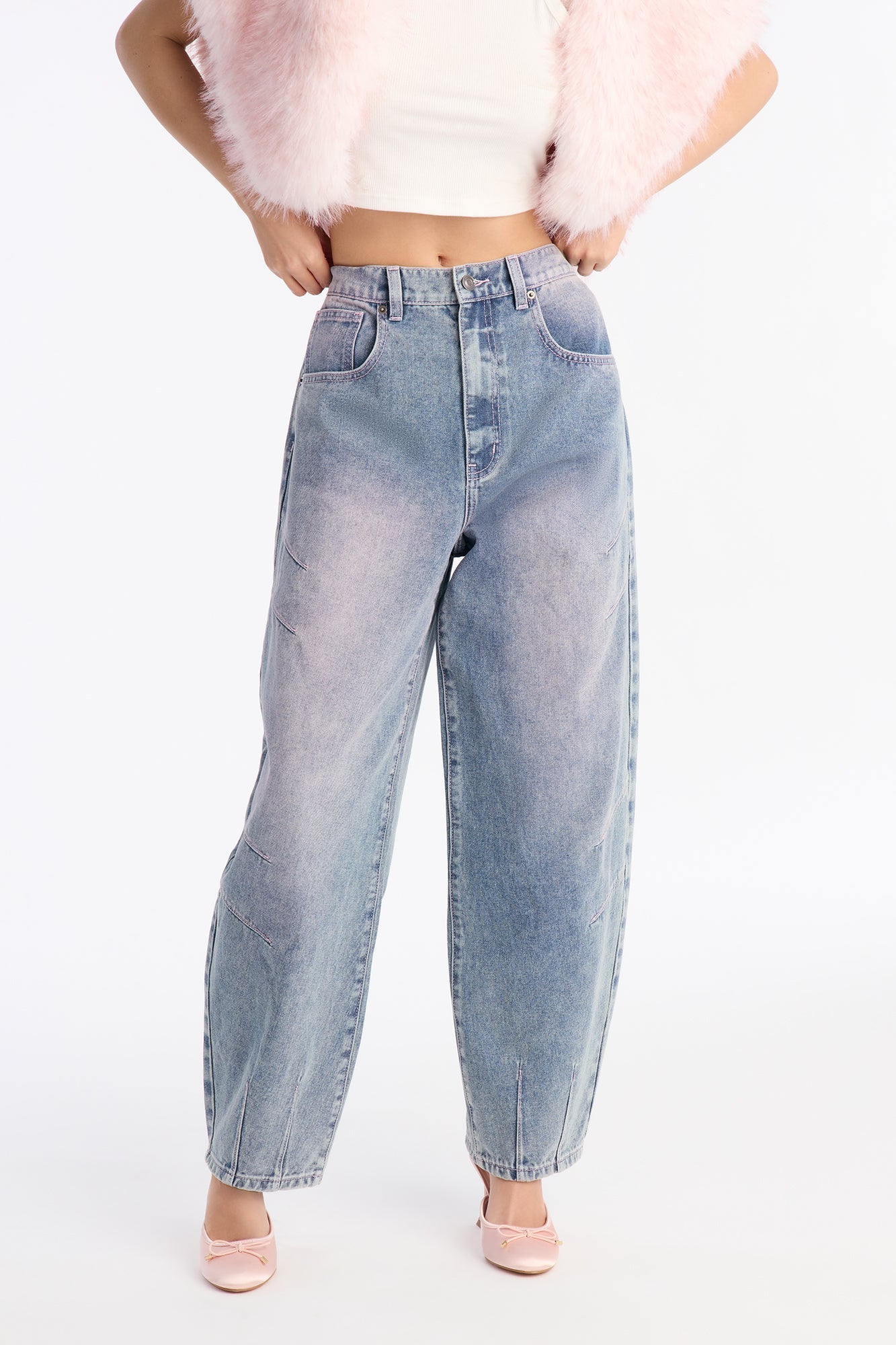 No Love Lost Pink Tinted Jeans - Light Wash