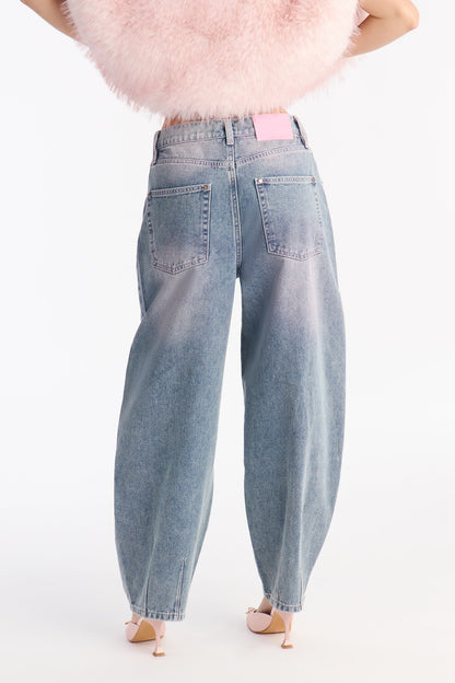 No Love Lost Pink Tinted Jeans - Light Wash