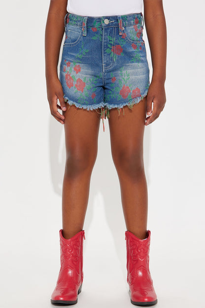 Mini Rosallia Floral Denim Shorts - Indigo