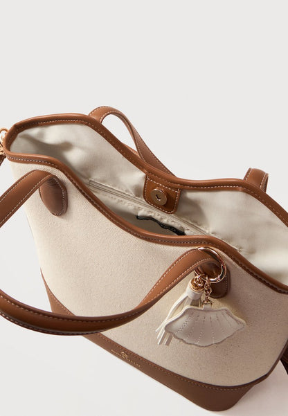 Handbag - cognac/beige