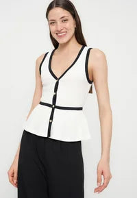 Anna Field Top - off-white/black