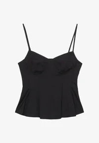 Stradivarius FITTED PLEATED TOP - Blouse - black