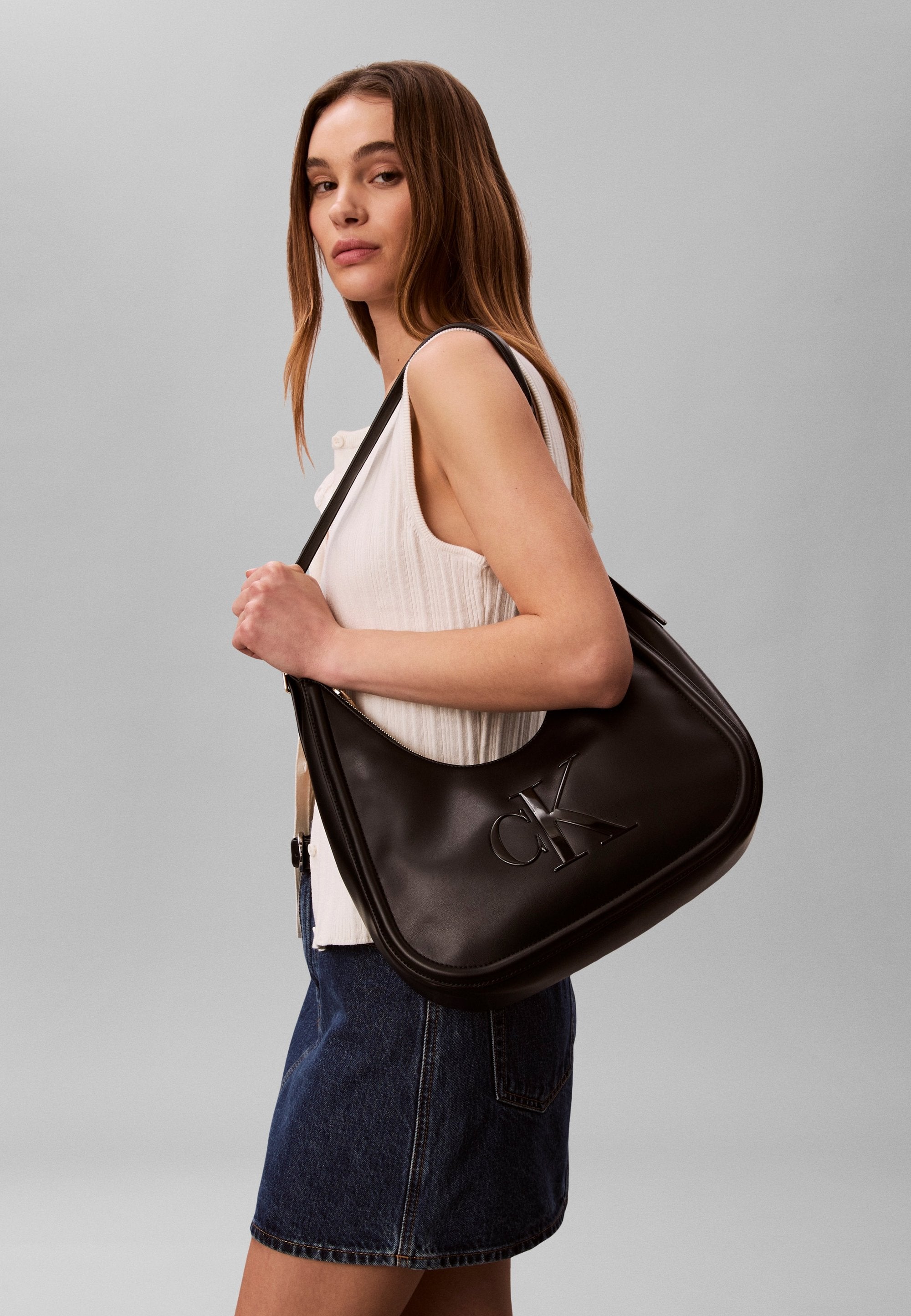 Calvin Klein BOLD CRESCENT BAG - Handbag - black