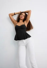 Stradivarius FITTED PLEATED TOP - Blouse - black