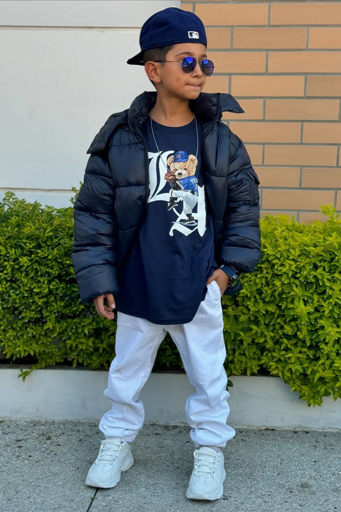 Mini L.A. Teddy Short Sleeve Tee - Navy
