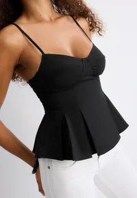 Stradivarius FITTED PLEATED TOP - Blouse - black