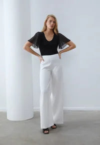 Anna Field TOP WITH CHIFFON SLEEVES - Print T-shirt - black