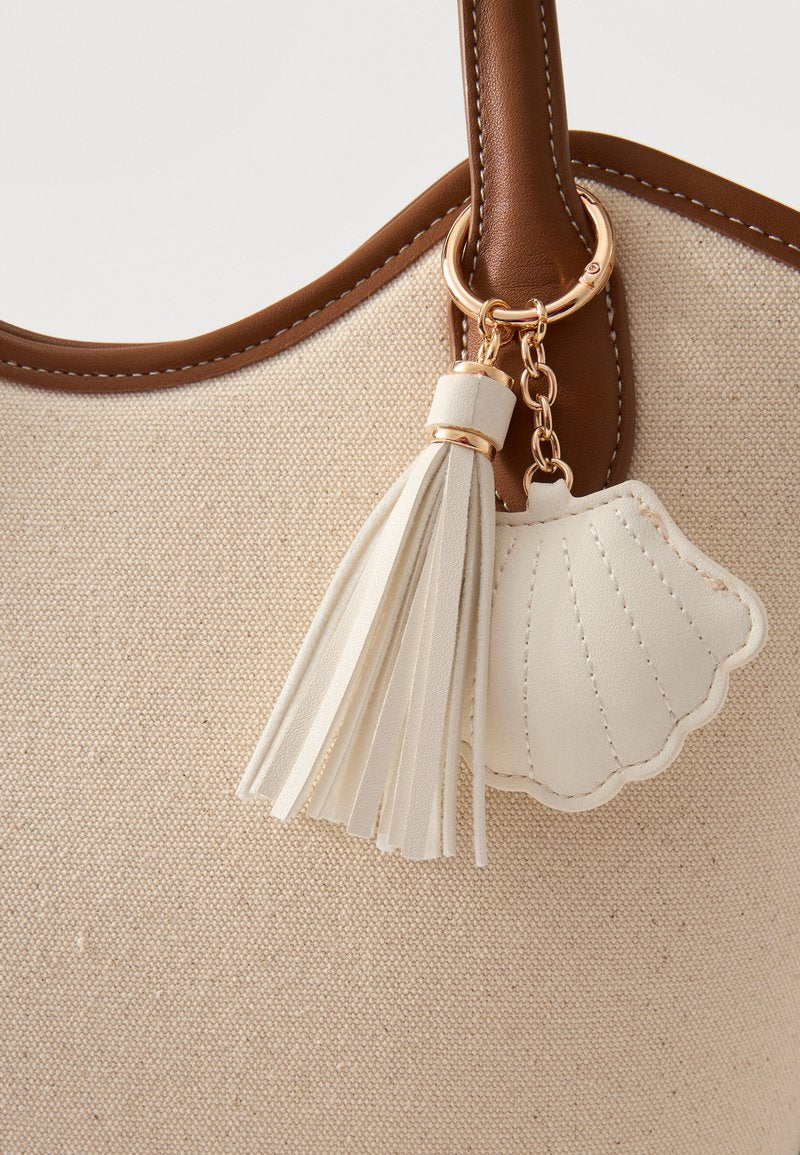Handbag - cognac/beige