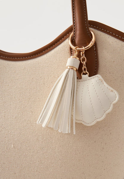 Handbag - cognac/beige