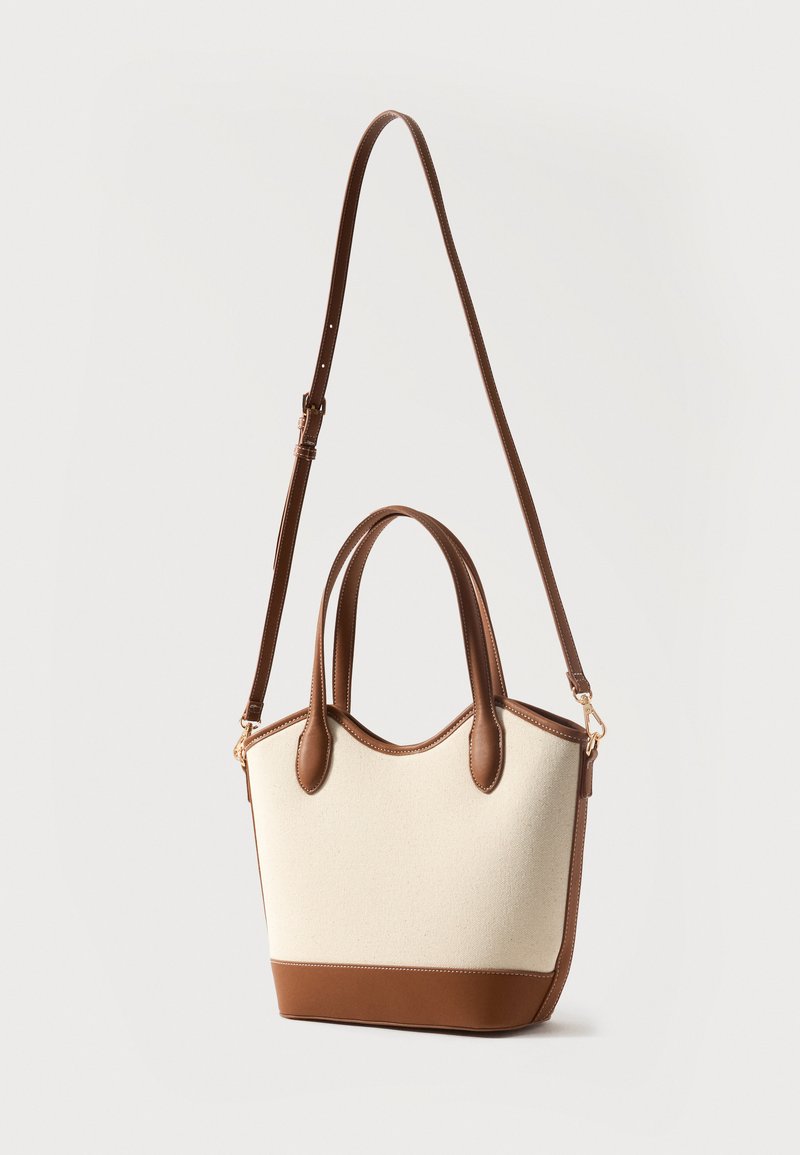 Handbag - cognac/beige